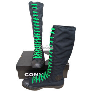 Converse CTAS XXHI Mens 10 Womens 12 Black Green Knee High Canvas Sneaker Boot